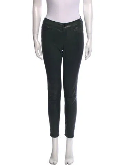 Pre-owned Frame Lamb Leather Skinny Leg Pants In Green