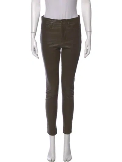 Pre-owned Frame Lamb Leather Skinny Leg Pants In Green