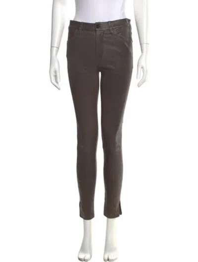 Pre-owned Frame Lamb Leather Skinny Leg Pants In Green