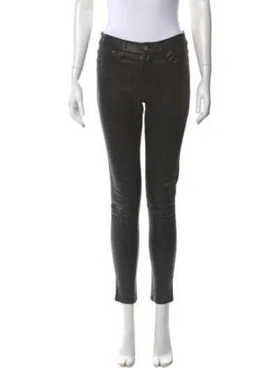 Pre-owned Frame Lamb Leather Skinny Leg Pants In Green