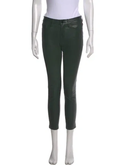 Pre-owned Frame Lamb Leather Skinny Leg Pants In Green