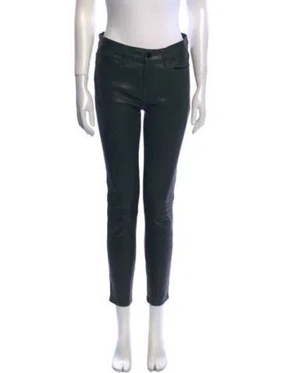Pre-owned Frame Lamb Leather Skinny Leg Pants In Green