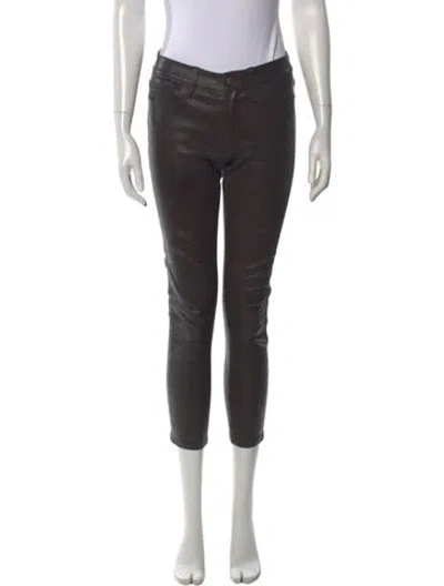 Pre-owned Frame Lamb Leather Skinny Leg Pants In Green