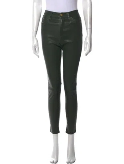 Pre-owned Frame Lamb Leather Skinny Leg Pants In Green