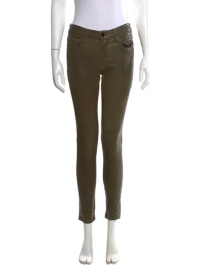 Pre-owned Frame Lamb Leather Skinny Leg Pants In Green