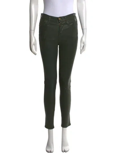 Pre-owned Frame Lamb Leather Skinny Leg Pants In Green