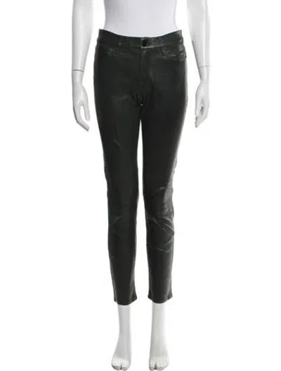 Pre-owned Frame Lamb Leather Skinny Leg Pants In Green