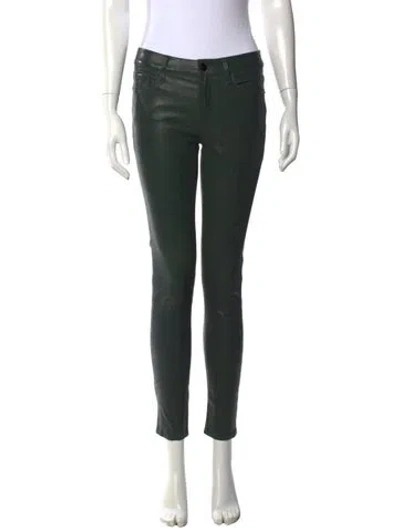 Pre-owned Frame Lamb Leather Skinny Leg Pants In Green