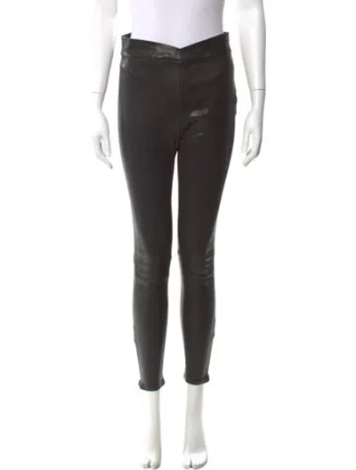 Pre-owned Frame Lamb Leather Skinny Leg Pants In Grey