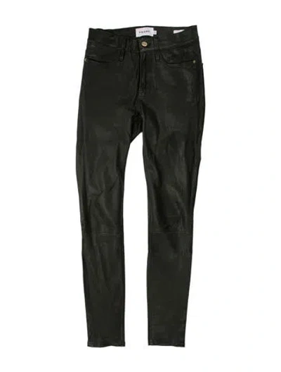 Pre-owned Frame Lamb Leather Skinny Leg Pants In Grey