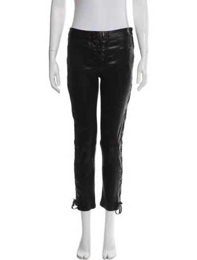 Pre-owned Frame Lamb Leather Straight Leg Pants In Black