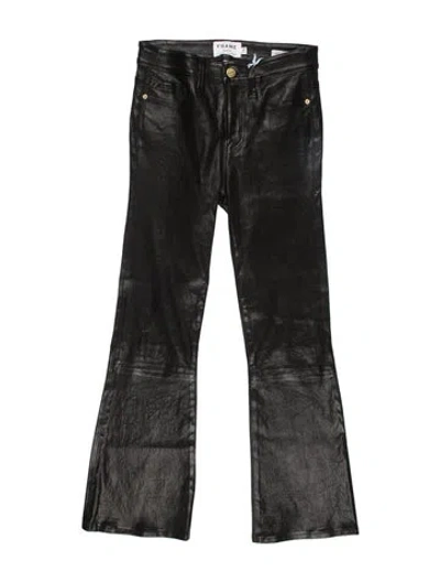 Pre-owned Frame Lamb Leather Straight Leg Pants In Black