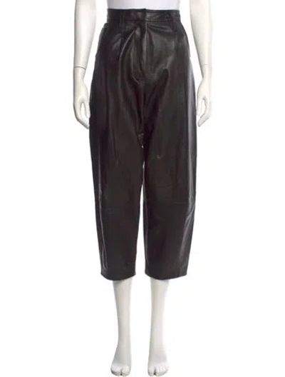 Pre-owned Frame Lamb Leather Straight Leg Pants In Black