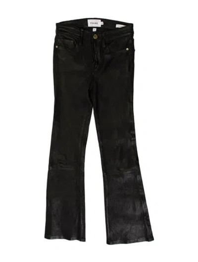 Pre-owned Frame Lamb Leather Straight Leg Pants In Black