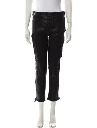 Pre-owned Frame Lamb Leather Straight Leg Pants In Black