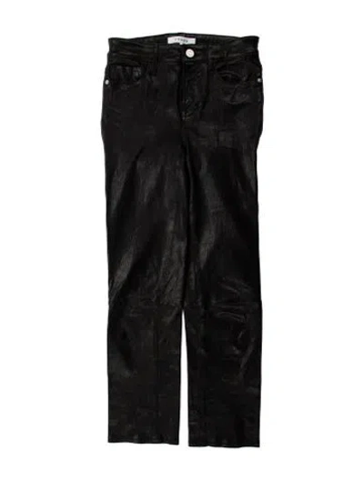Pre-owned Frame Lamb Leather Straight Leg Pants In Black