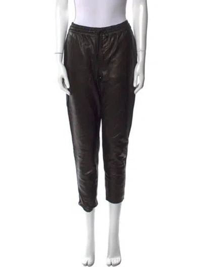 Pre-owned Frame Lamb Leather Straight Leg Pants In Black