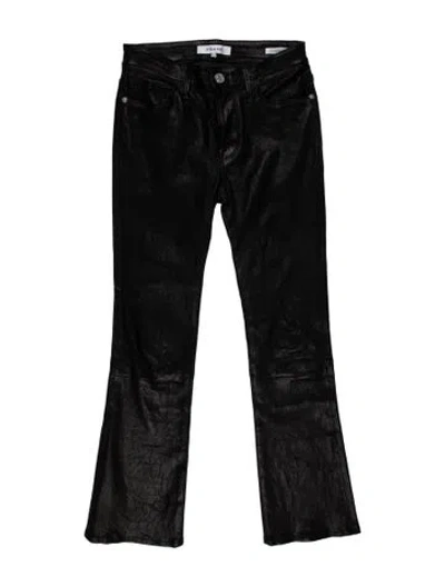 Pre-owned Frame Lamb Leather Straight Leg Pants In Black