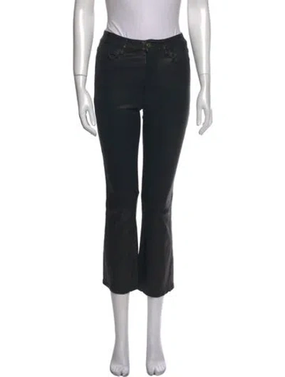 Pre-owned Frame Lamb Leather Straight Leg Pants In Black