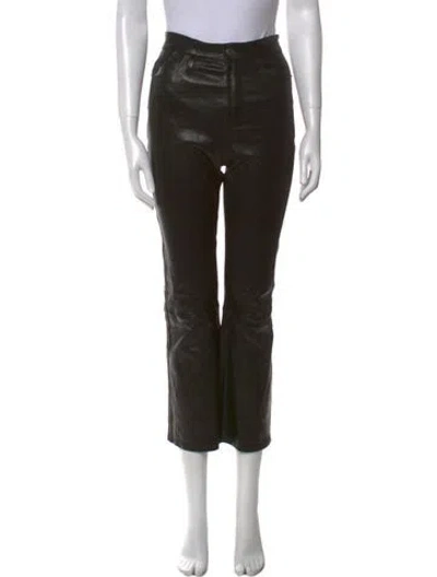 Pre-owned Frame Lamb Leather Straight Leg Pants In Black