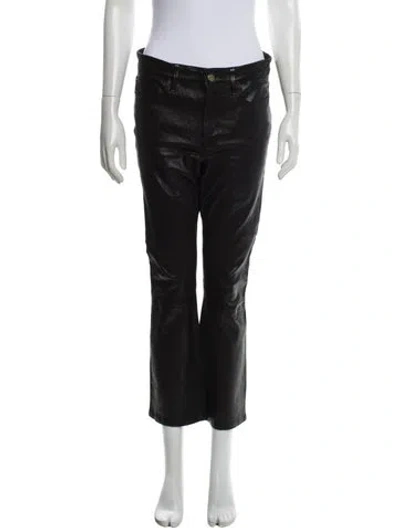 Pre-owned Frame Lamb Leather Straight Leg Pants In Black