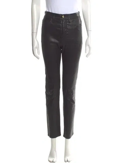 Pre-owned Frame Lamb Leather Straight Leg Pants In Black