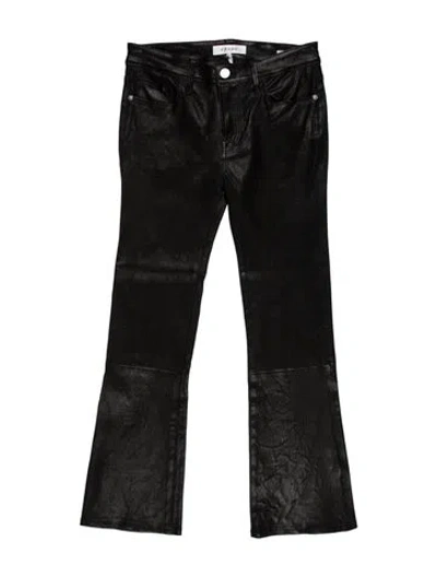 Pre-owned Frame Lamb Leather Straight Leg Pants In Black