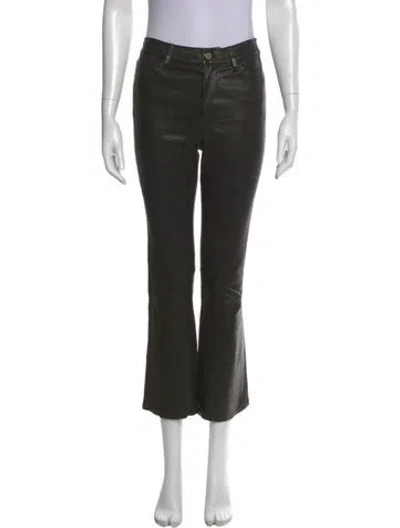 Pre-owned Frame Lamb Leather Straight Leg Pants In Black