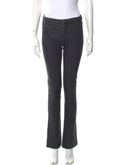 Pre-owned Frame Lamb Leather Straight Leg Pants In Black