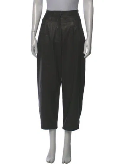 Pre-owned Frame Lamb Leather Straight Leg Pants In Black