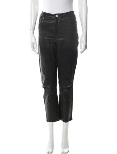 Pre-owned Frame Lamb Leather Straight Leg Pants In Black