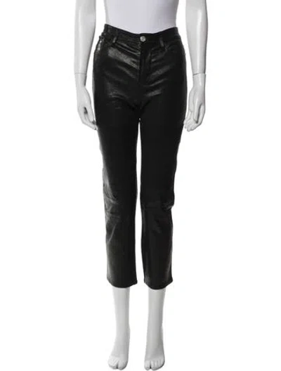 Pre-owned Frame Lamb Leather Straight Leg Pants In Black