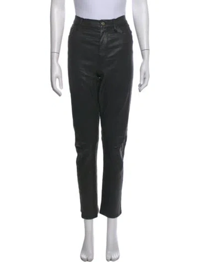 Pre-owned Frame Lamb Leather Straight Leg Pants In Black