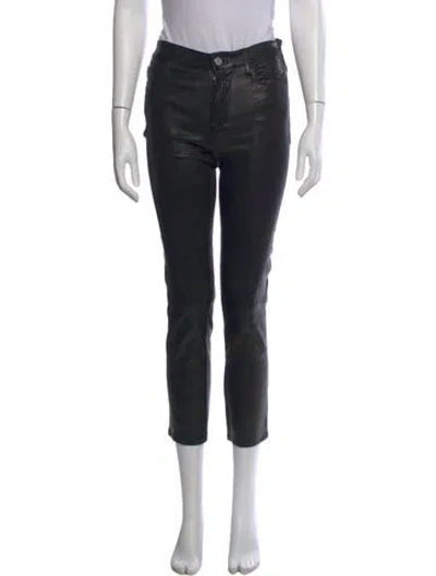 Pre-owned Frame Lamb Leather Straight Leg Pants In Black
