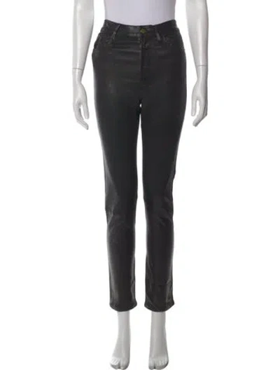 Pre-owned Frame Lamb Leather Straight Leg Pants In Black