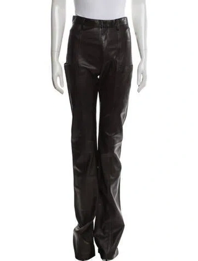 Pre-owned Frame Lamb Leather Straight Leg Pants In Black