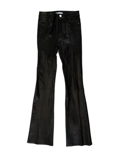 Pre-owned Frame Lamb Leather Straight Leg Pants In Black