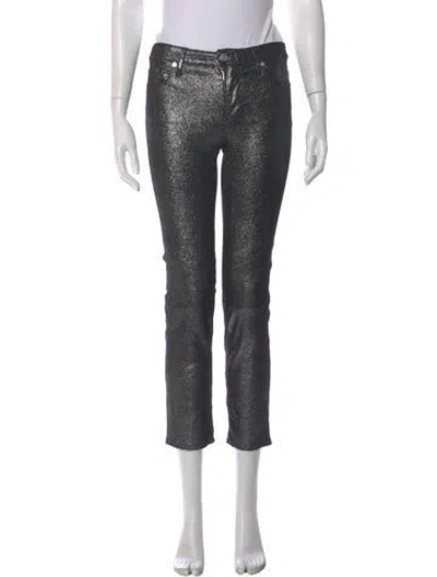 Pre-owned Frame Lamb Leather Straight Leg Pants In Black
