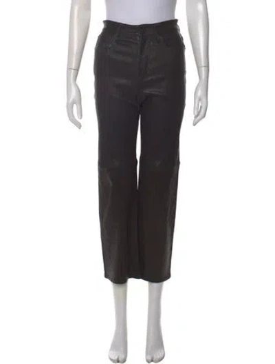 Pre-owned Frame Lamb Leather Straight Leg Pants In Black