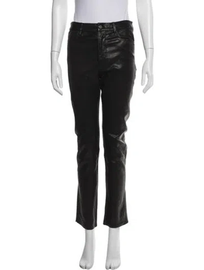 Pre-owned Frame Lamb Leather Straight Leg Pants In Black
