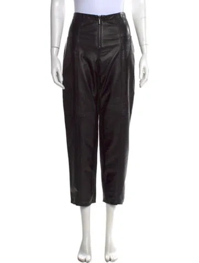 Pre-owned Frame Lamb Leather Straight Leg Pants In Black