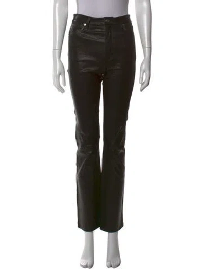 Pre-owned Frame Lamb Leather Straight Leg Pants In Black