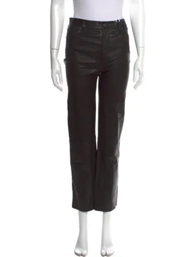 Pre-owned Frame Lamb Leather Straight Leg Pants In Black