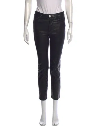 Pre-owned Frame Lamb Leather Straight Leg Pants In Black