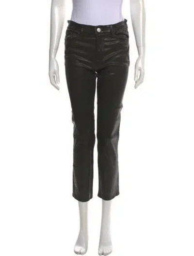 Pre-owned Frame Lamb Leather Straight Leg Pants In Black
