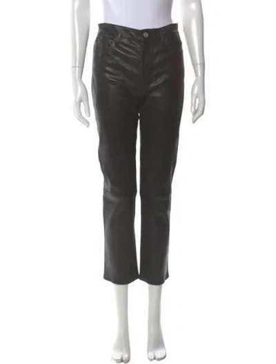 Pre-owned Frame Lamb Leather Straight Leg Pants In Black