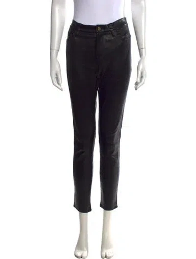 Pre-owned Frame Lamb Leather Straight Leg Pants In Black