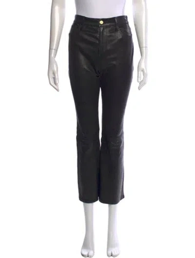 Pre-owned Frame Lamb Leather Straight Leg Pants In Black