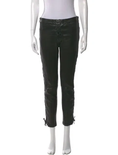 Pre-owned Frame Lamb Leather Straight Leg Pants In Black