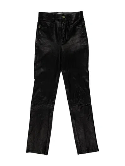 Pre-owned Frame Lamb Leather Straight Leg Pants In Black